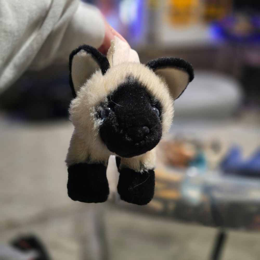 Plush vintage siamese cat purse wristlet